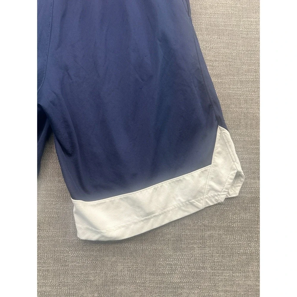 Nike Dri Fit Shorts Mens Large Blue Training Activewear Ankle Slit Swoosh Logo